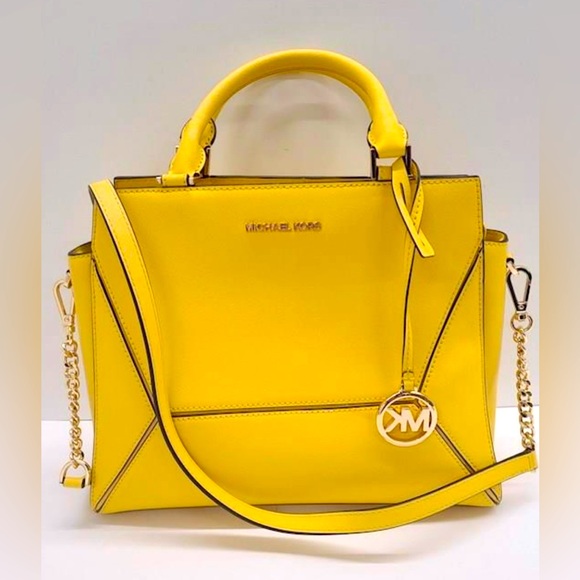 MICHAEL KORS PRISM DAISY YELLOW LARGE SATCHEL